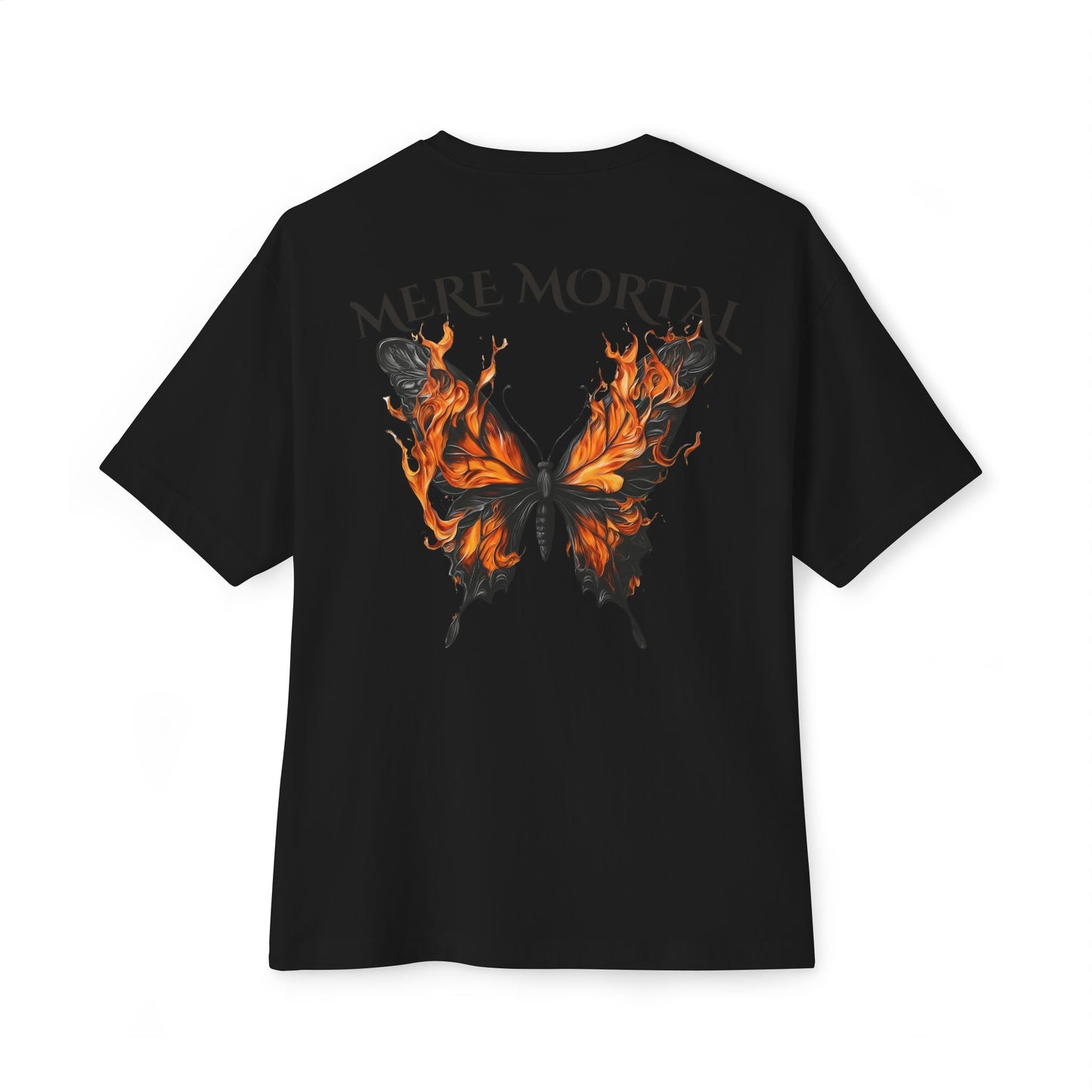 Flamed Black Butterfly Graphic Oversized Tee