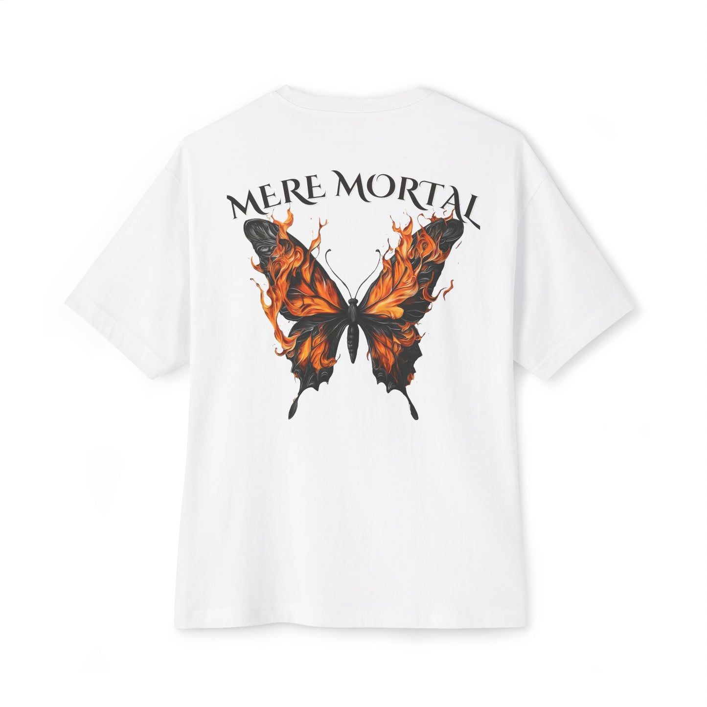Flamed Black Butterfly Graphic Oversized Tee