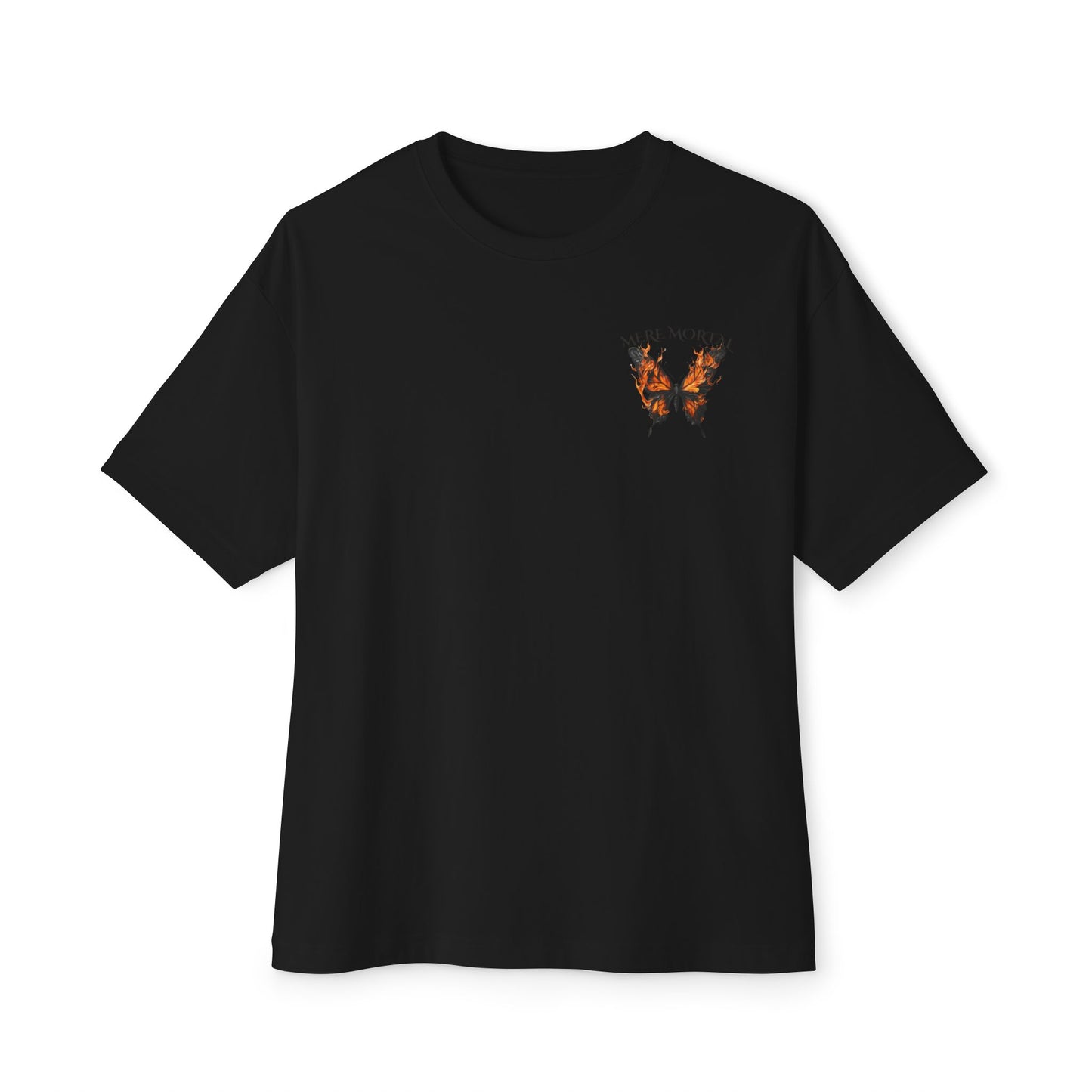Flamed Black Butterfly Graphic Oversized Tee