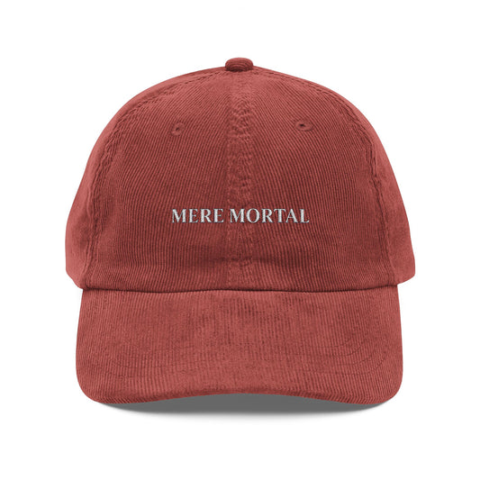 Vintage Corduroy Cap with 'MERT MORTAL' Embroidery