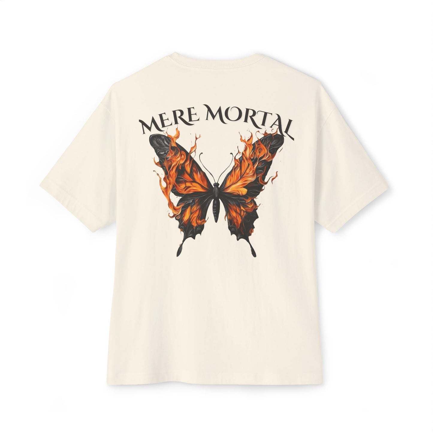 Flamed Black Butterfly Graphic Oversized Tee