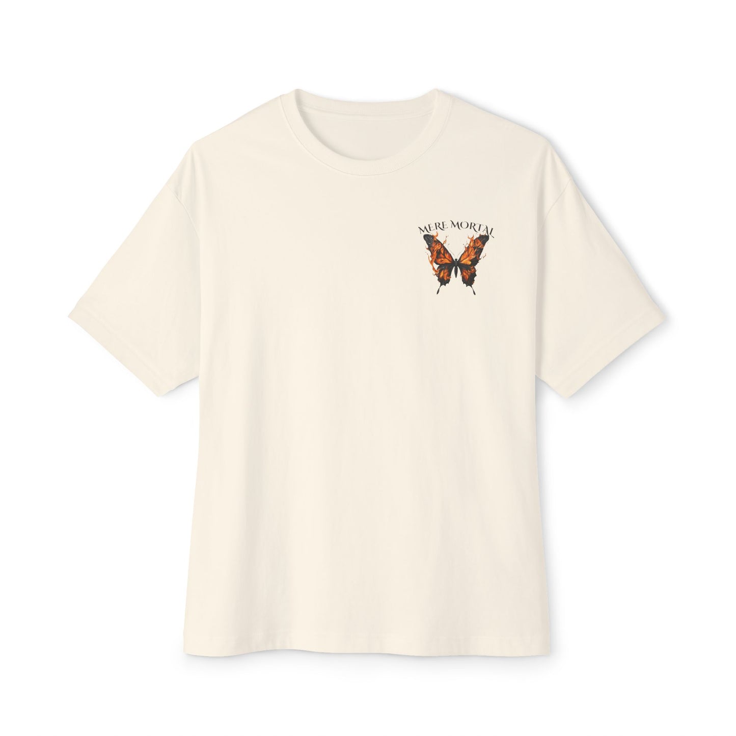 Flamed Black Butterfly Graphic Oversized Tee